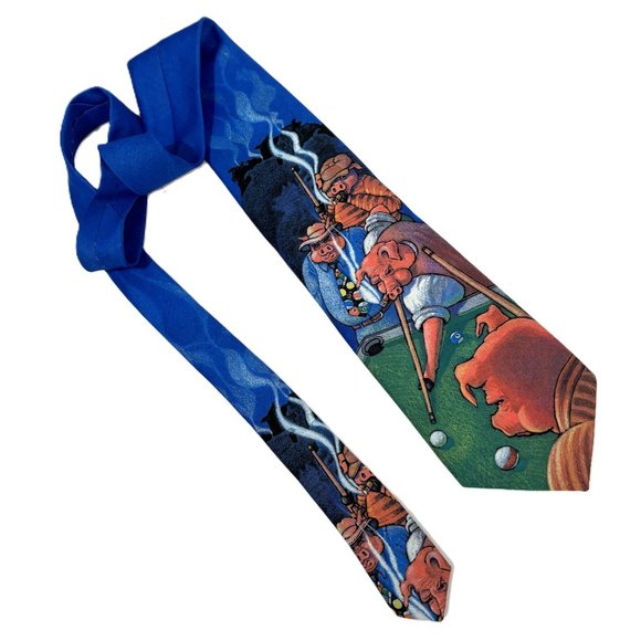 Pigs Playing Pool Unique Novelty Necktie 1994 Vintage - Picture 3 of 9
